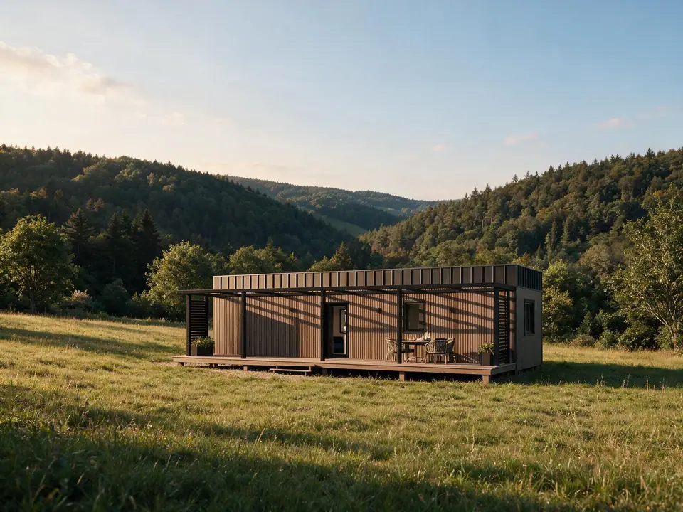 Modulhaus Beisammen auf einer Wiese, Visualisierung